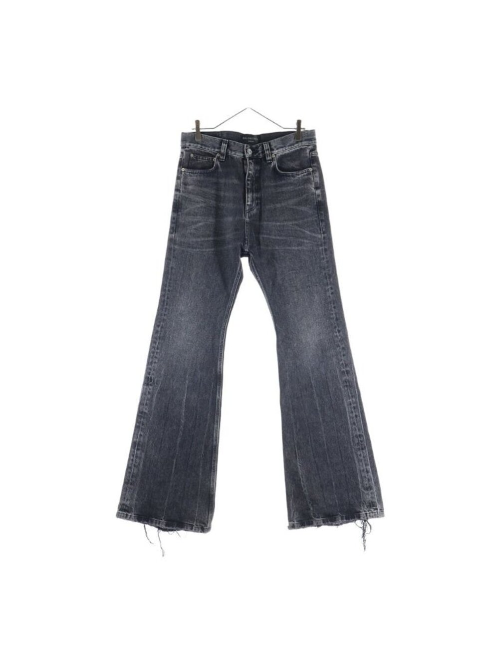 Balenciaga Wash Distress Denim Flare Pants Gray